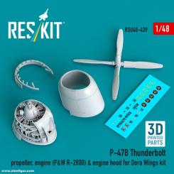 P-47B Propeller, Motor P&W R-2800 und Motorhaube (Dora Wings) 