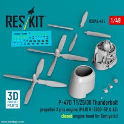 P-47D-11/25/30 Thunderbolt Propeller und P&W R-2800-59 & 63 Motor (Tamiya) 