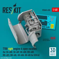 T700 rechtes Triebwerk in offener Gondel für SH-60B/SH-60F/HH-60H/MH-60R/MH-60S/MH-60L/UH-60A/HH-60 (ICM) 