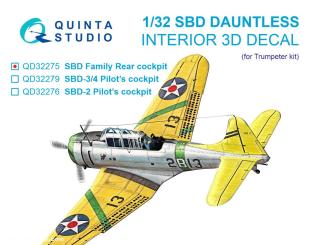 SBD Dauntless Family Rear Cockpit - 3D-Decal Interior (Trumpeter) 