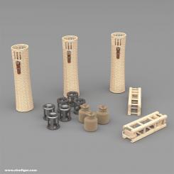 10 Deutsche 150 mm Munitionskörbe Mix 