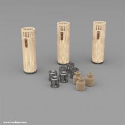 3 Deutsche 150 mm Munitionskörbe mit Metallboden 