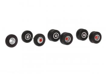 Accessories MBS wheel sets Scania Vabis steel, tires 11.00-20 construction site profile, silver/red 