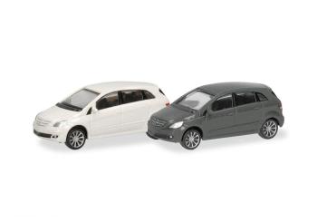 Echelle N : Coffret de 2 Mercedes-Benz Classe B, blanc calcaire et mountaingrey 