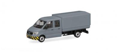 MAN TGE double cabine avec benne gris-jaune 