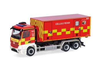 MB Arocs M camion à charge interchangeable 3 essieux "Pompiers Cellule Rehab" - Belgique 