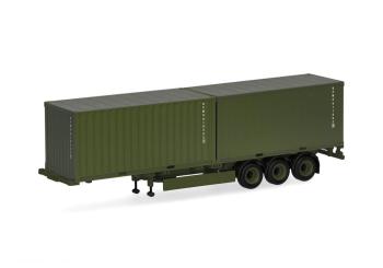 Semi-remorque porte-conteneurs 3 essieux avec 2 x 20ft. Conteneur "Bundeswehr" (armée allemande) 