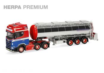 Herpa Premium : semi-remorque Scania CS 20 à toit surélevé et citerne chromée « Mathiesen », Danemark 