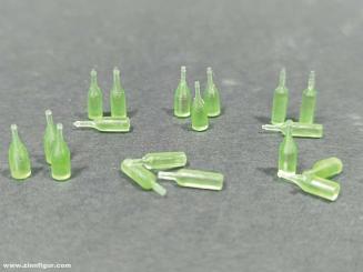 Set of green glass bottles 