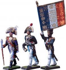 Garde impériale, tambour, clairon, porte-drapeau, vers 1805 