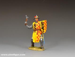 Kämpfender Kreuzritter-Priester mit Kriegshammer und Schild 