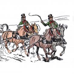 Attelage à 4 chevaux + harnachement en poste et 2 postillons 