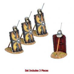 3 boucliers impériaux romains avec pilum et casque - Legio II Augusta 