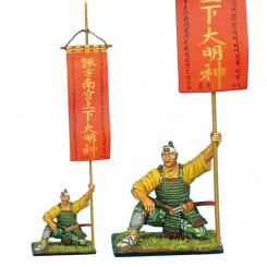Porte-étendard de samouraï avec bannière de guerre Takeda 