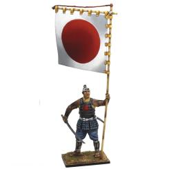 Porte-drapeau de Date Masumane avec le drapeau O-Uma-Jirushi 