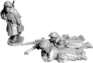 Infanterie américaine en manteau Troupe de mitrailleuses .30Cal 