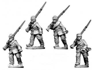 ACW Infantry in Jacket and Kepi Marching 