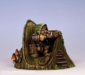 Halfling Sniper in Tree Trunk 