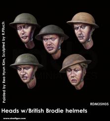 Heads with British Brodie Helmets 