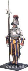Garde suisse hallebardier dans un char 