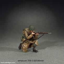 U.S. Infantryman Kneeling Firing in Greatcoat, Winter 1944-45 