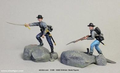 "Scrambling Up The Roundtops"  Confederate Officer and Infantryman 