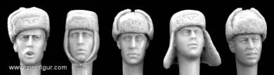 5 Heads French WW2 winter Caps 