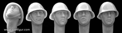 5 têtes de casques en acier néerlandais/roumain WW2 