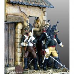 Peninsular War: Dragoons in Streetfighting (3 Figures with accessory) 