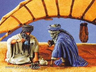 Touaregs : "En faisant le thé" (2 personnages) 