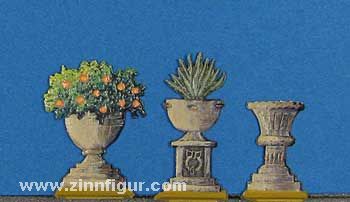 4 Different Stonevases with flowers 