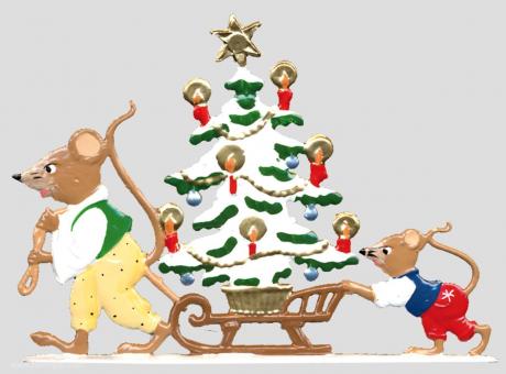 Mice carrying a Christmas Tree 