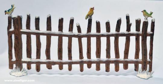 Wooden Fence with Birds - Winter 