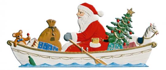 Weihnachtsmann im Ruderboot 