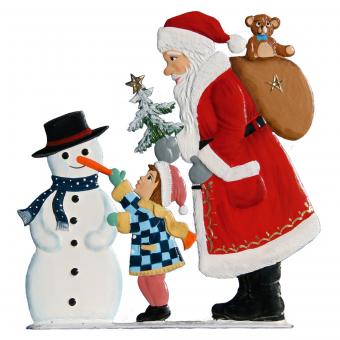 Santa Claus with Child and Snowman 