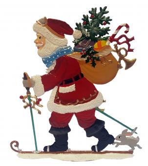 Der Weihnachtsmann ist auf Skiern unterwegs 