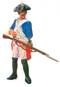 Musketier mit Gewehr um 1750 