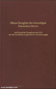 Deutscher Offiziers-Bund (Hrsg.): Ehrenrangliste des ehemaligen Deutschen Heeres 