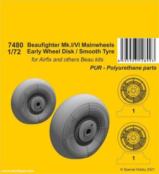 Beaufighter Mk.I/Mk.IV Main Wheels - Early Wheel Hub / Smooth Tire 