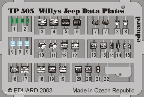 Willys Jeep Data plates 