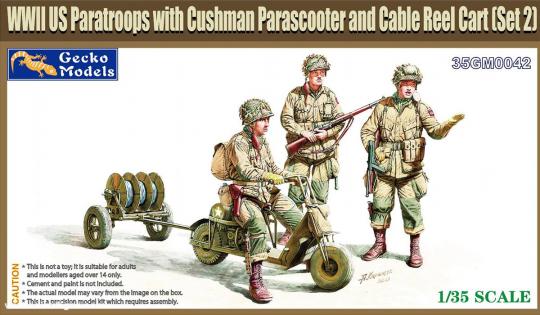 US Paratroopers mit Cushman Parascooter und Kabeltrommelanhänger 