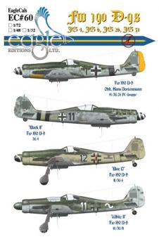 Fw 190D-9 "JG4, JG6, JG26, JG51" Decals 