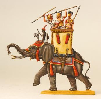 Karthagischer Kriegselefant mit Speerwerfer, im Angriff 