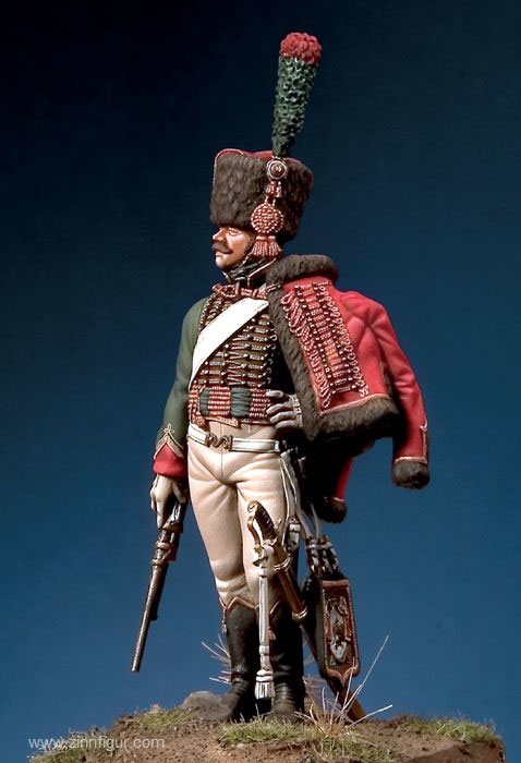 Soldat 1er Empire Chasseur à cheval Garde Imp. - Figurine peinte Etain 900/1000