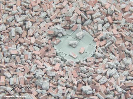 Red brick rubble, with mortar 