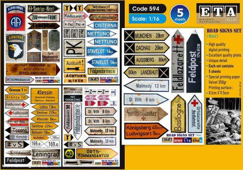 Road Signs Set - Wood 