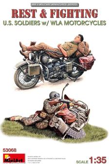 "Rest & Fighting" US Soldiers with WLA Motorcycles 