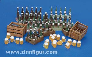 Crates, bottles and glasses of beer 
