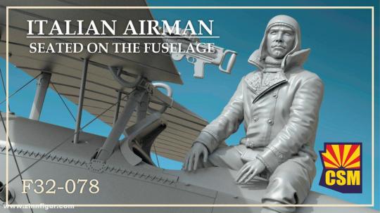 Italian Airman Seated on the Fuselage 