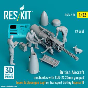 Britische Flugzeugmechaniker mit SUU-23 20mm Gun Pod 